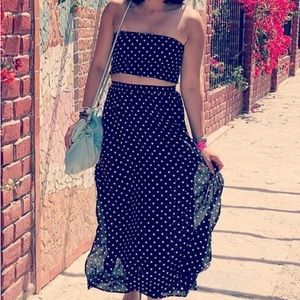 Two-piece Black Polka dot Tube Dress